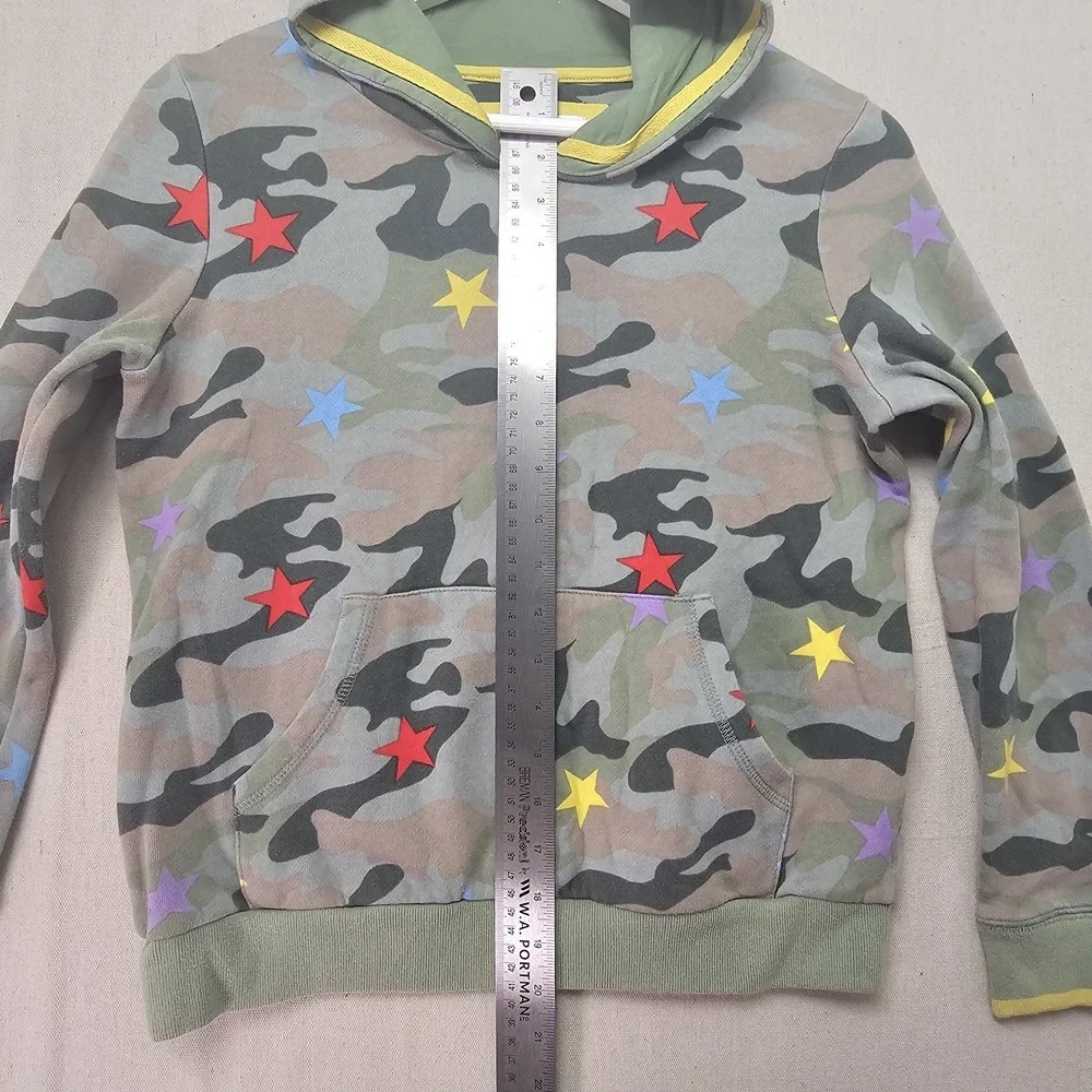 Boden Girls 11-12Y Green Camo Stars‎ Hooded Sweatshirt Hoodie Kangaroo Pocket